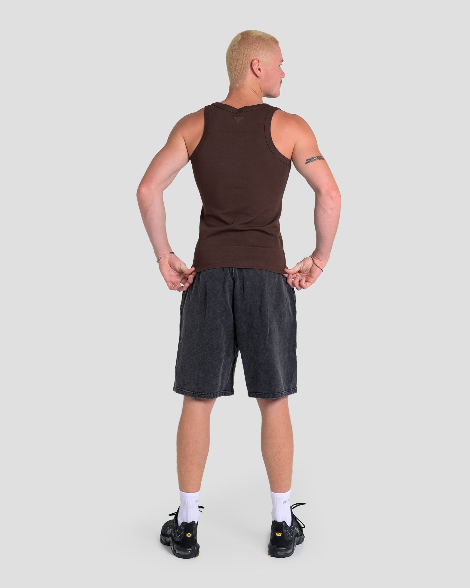MEN'S KTP SQUARED NECK RIBBED TANK - ESPRESSO