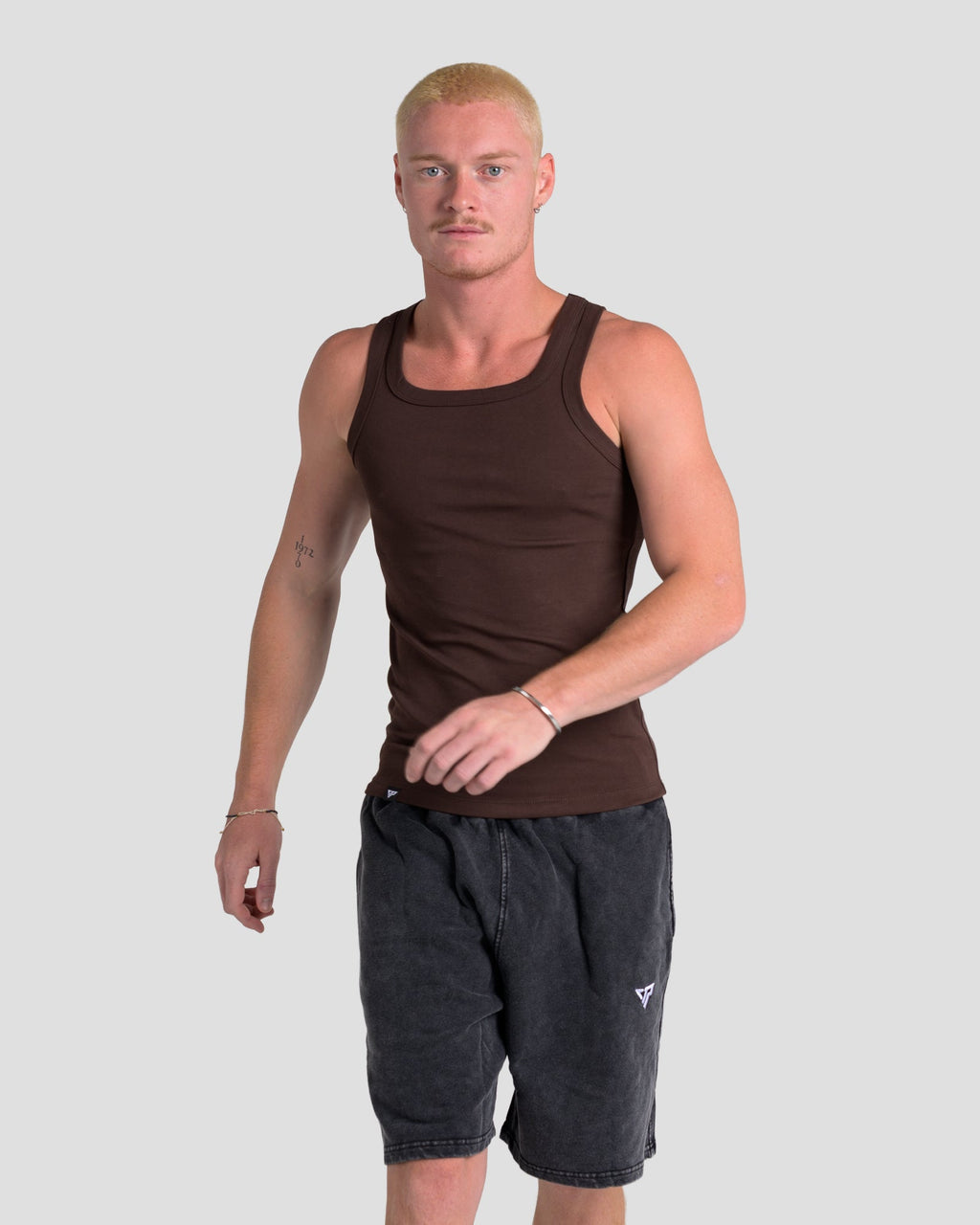 MEN'S KTP SQUARED NECK RIBBED TANK - ESPRESSO