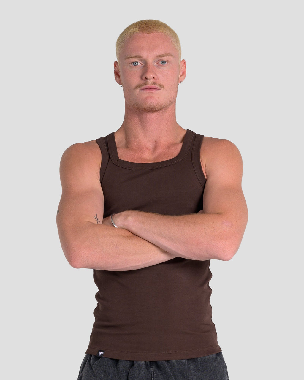 MEN'S KTP SQUARED NECK RIBBED TANK - ESPRESSO