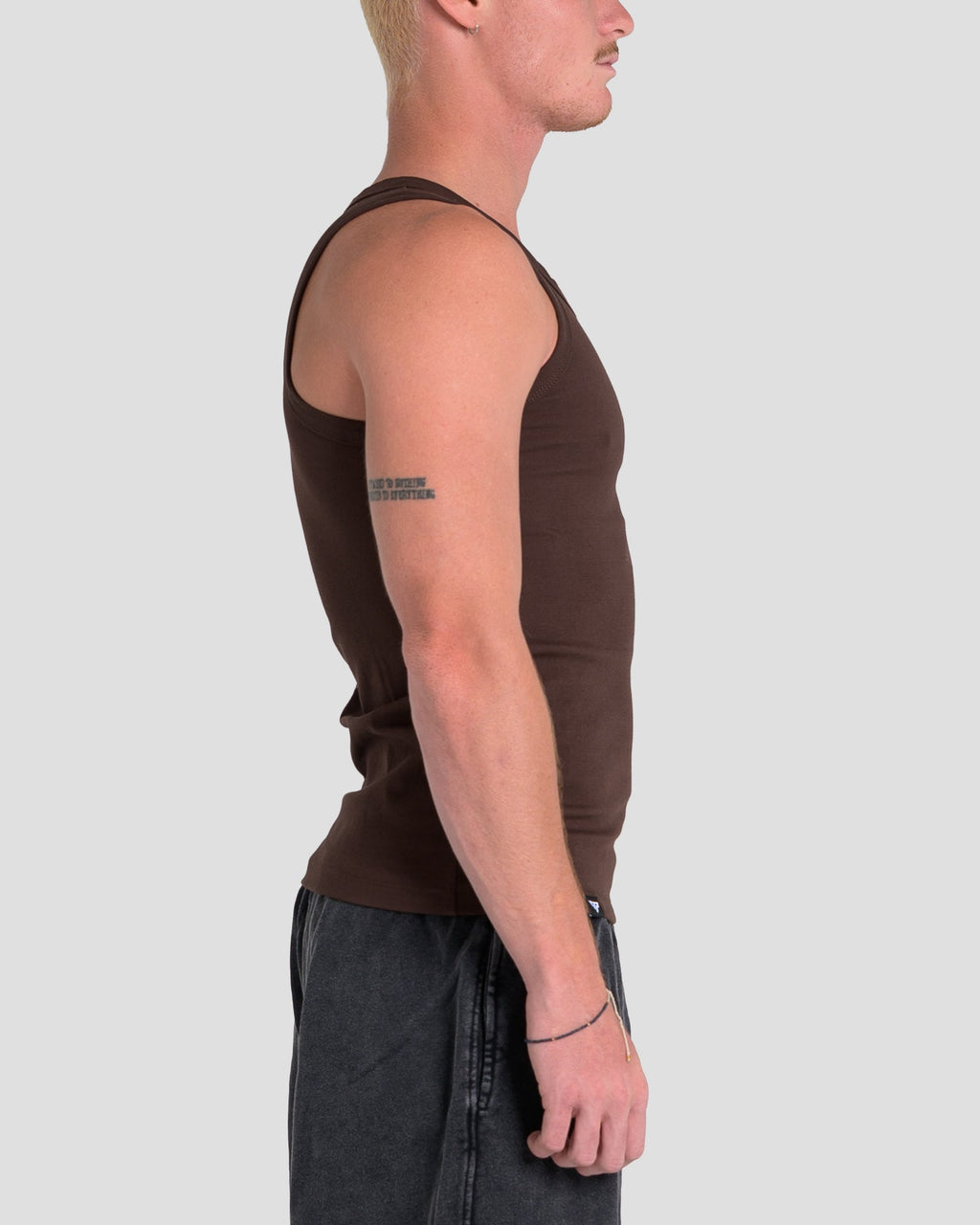 MEN'S KTP SQUARED NECK RIBBED TANK - ESPRESSO
