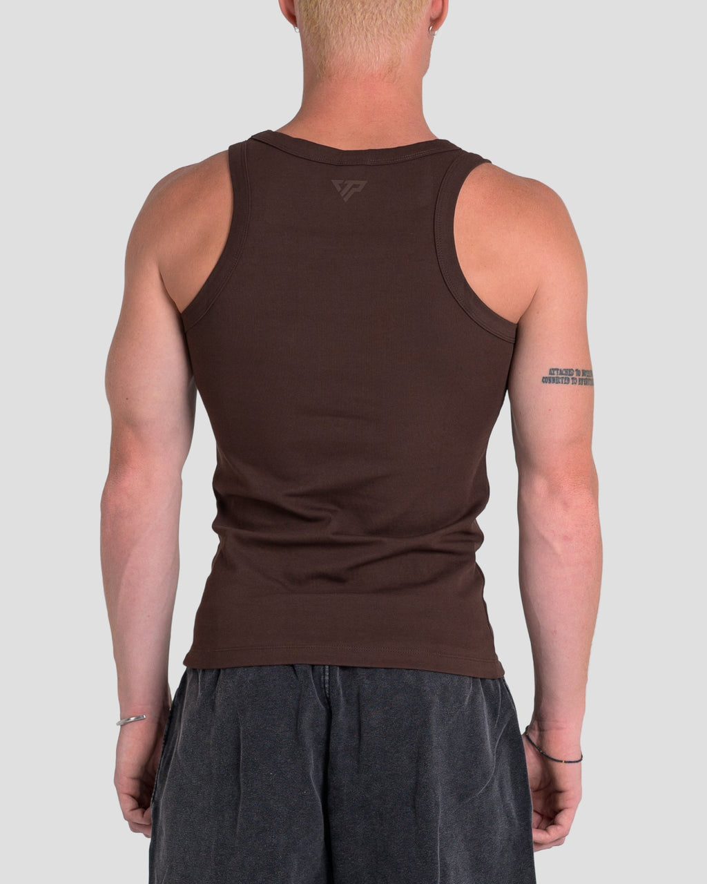 MEN'S KTP SQUARED NECK RIBBED TANK - ESPRESSO