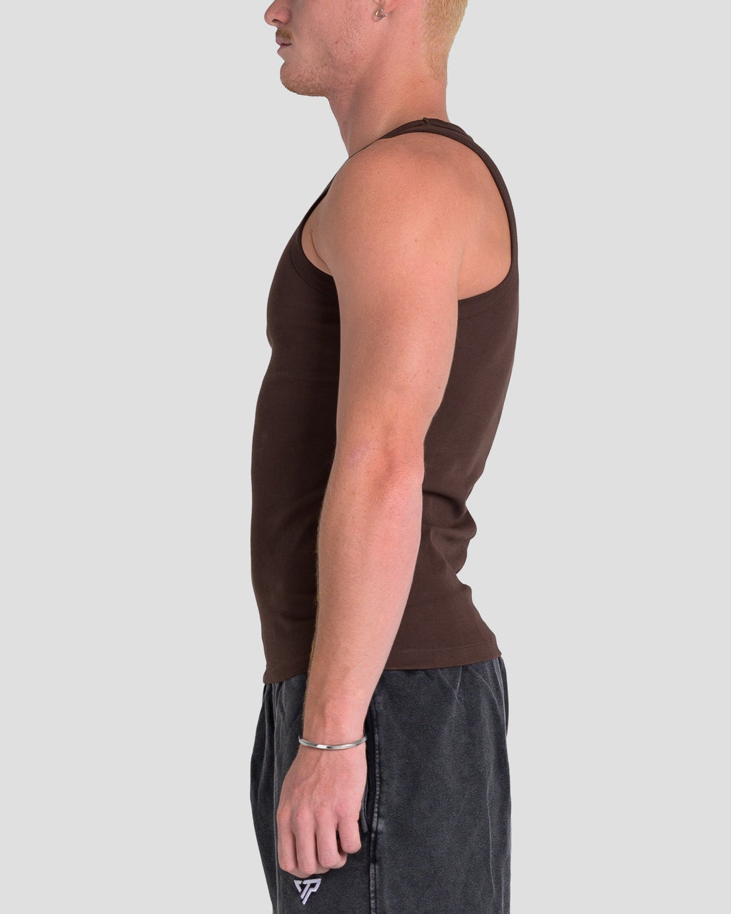 MEN'S KTP SQUARED NECK RIBBED TANK - ESPRESSO