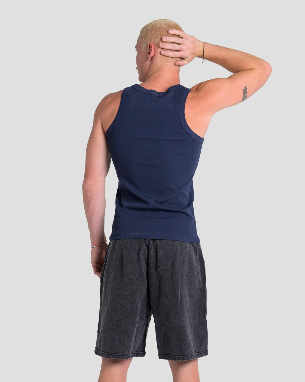 MEN'S KTP SQUARED NECK RIBBED TANK - NAVY