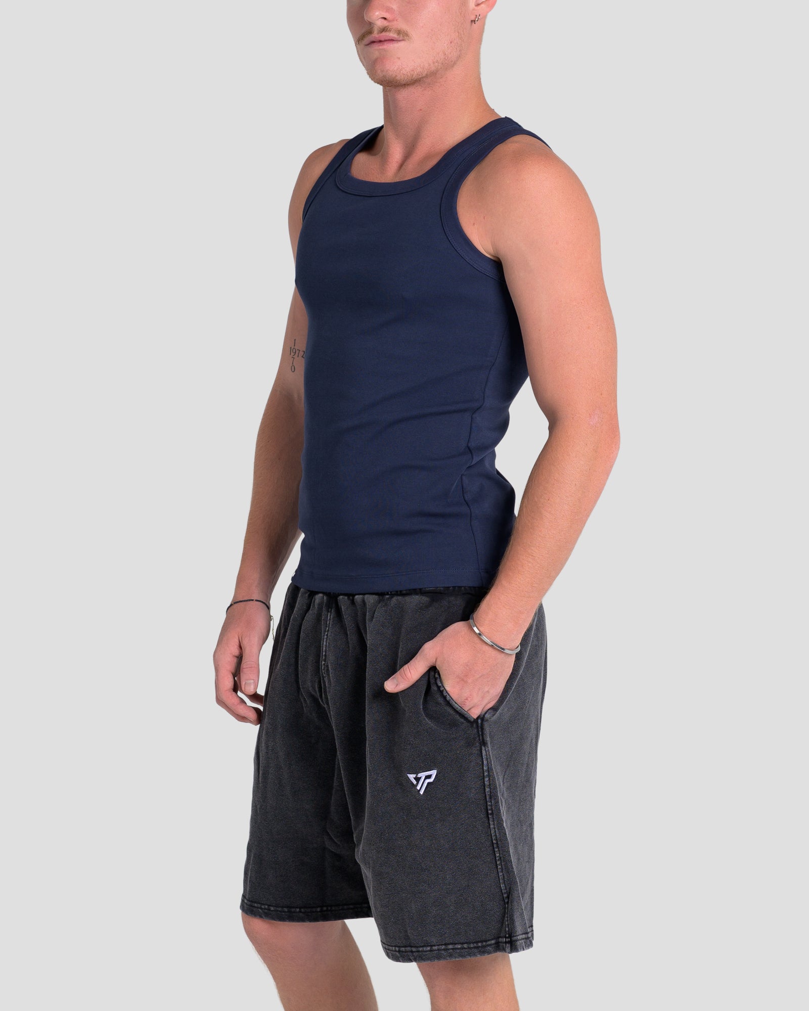 MEN'S KTP SQUARED NECK RIBBED TANK - NAVY