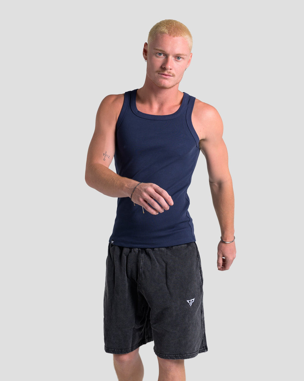 MEN'S KTP SQUARED NECK RIBBED TANK - NAVY