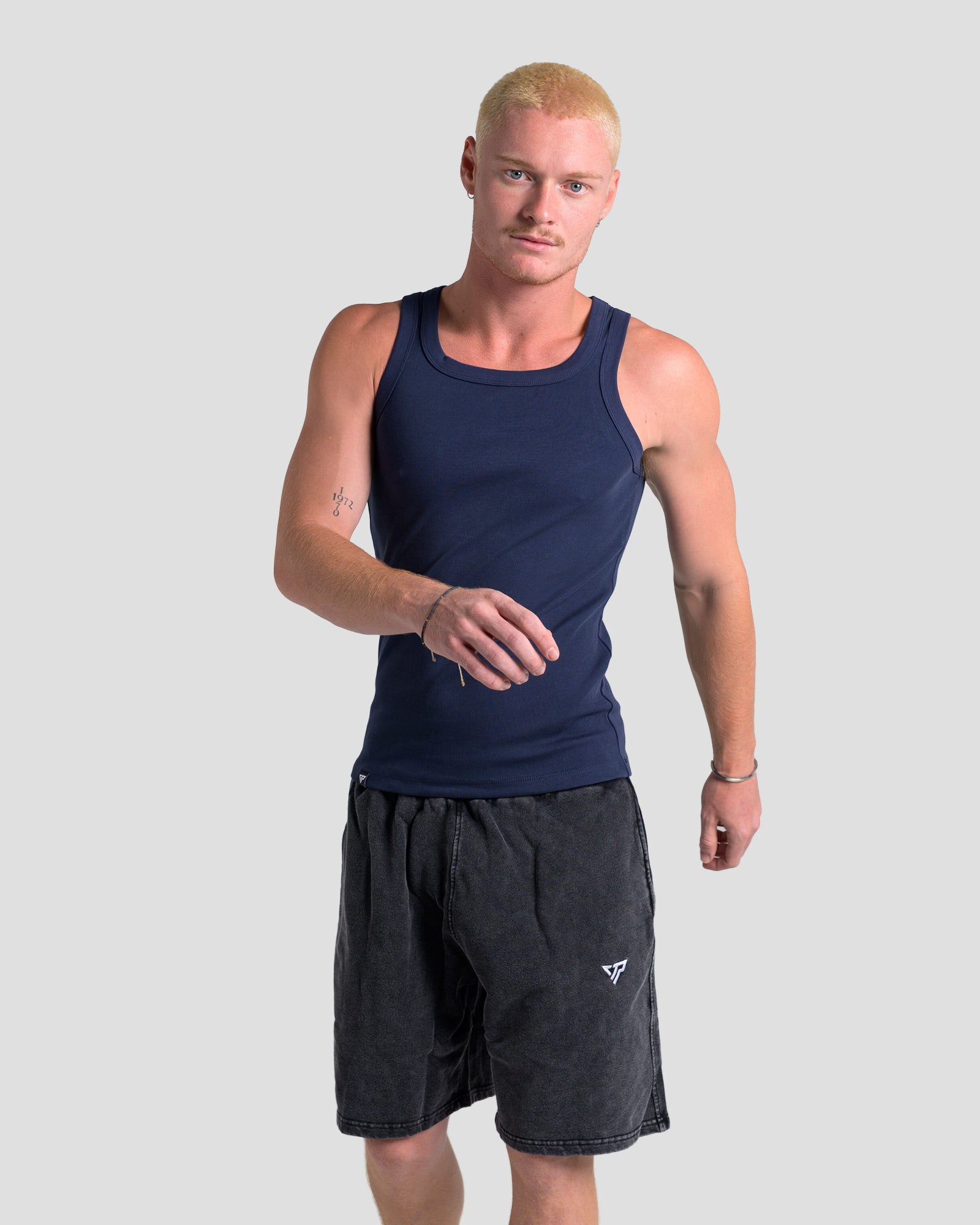 MEN'S KTP SQUARED NECK RIBBED TANK - NAVY