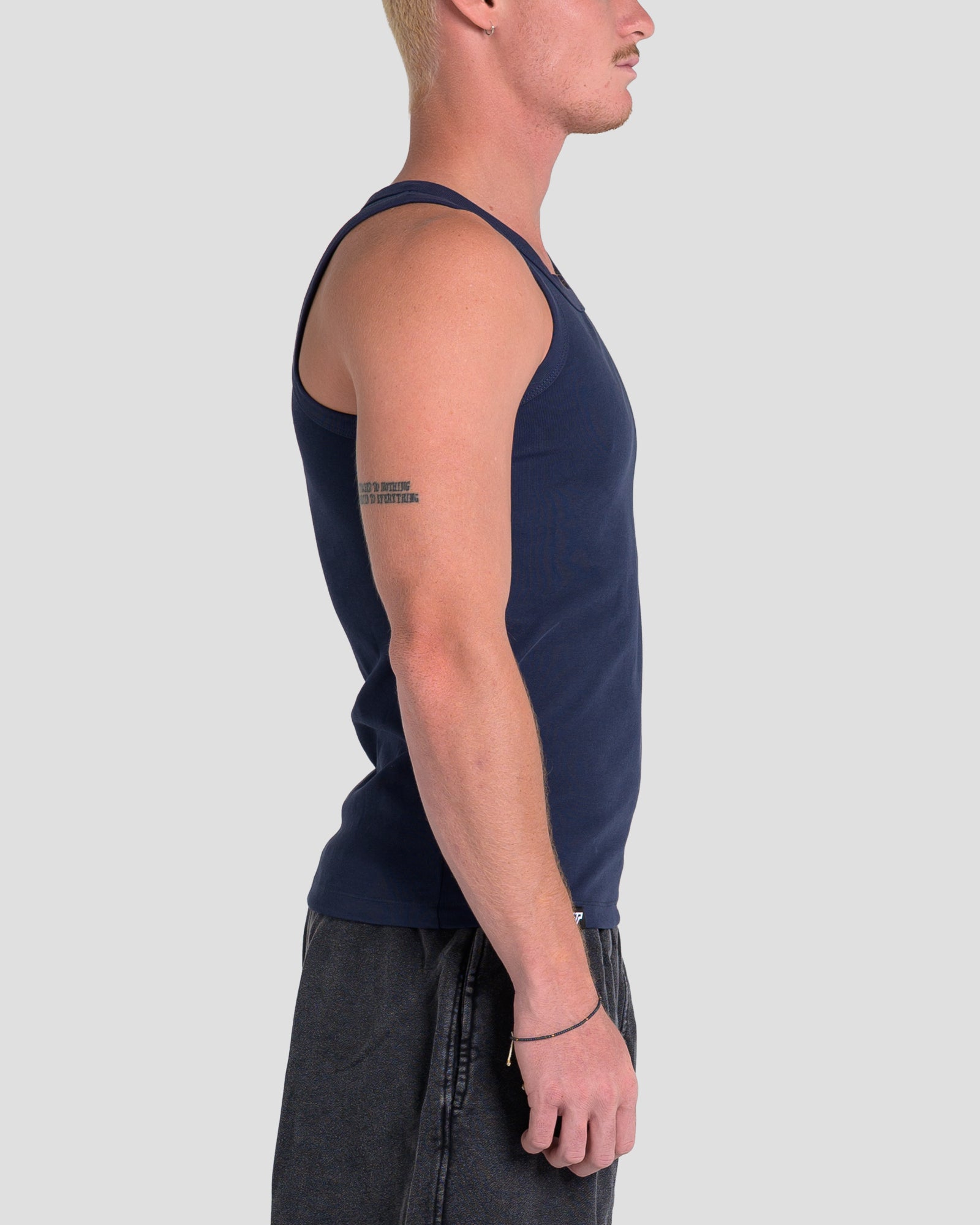 MEN'S KTP SQUARED NECK RIBBED TANK - NAVY