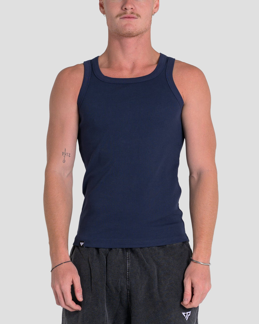MEN'S KTP SQUARED NECK RIBBED TANK - NAVY