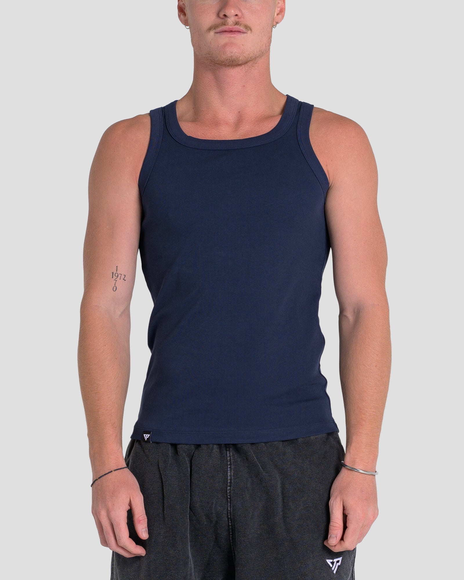 MEN'S KTP SQUARED NECK RIBBED TANK - NAVY