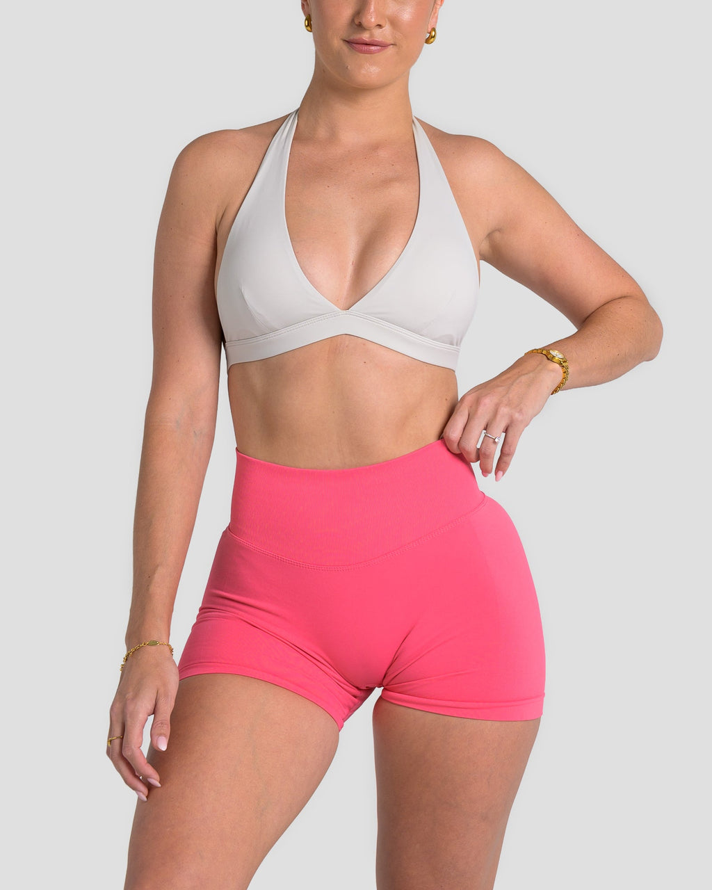 RECOIL HIGH WAIST SCRUNCH SHORTS - DARK CORAL