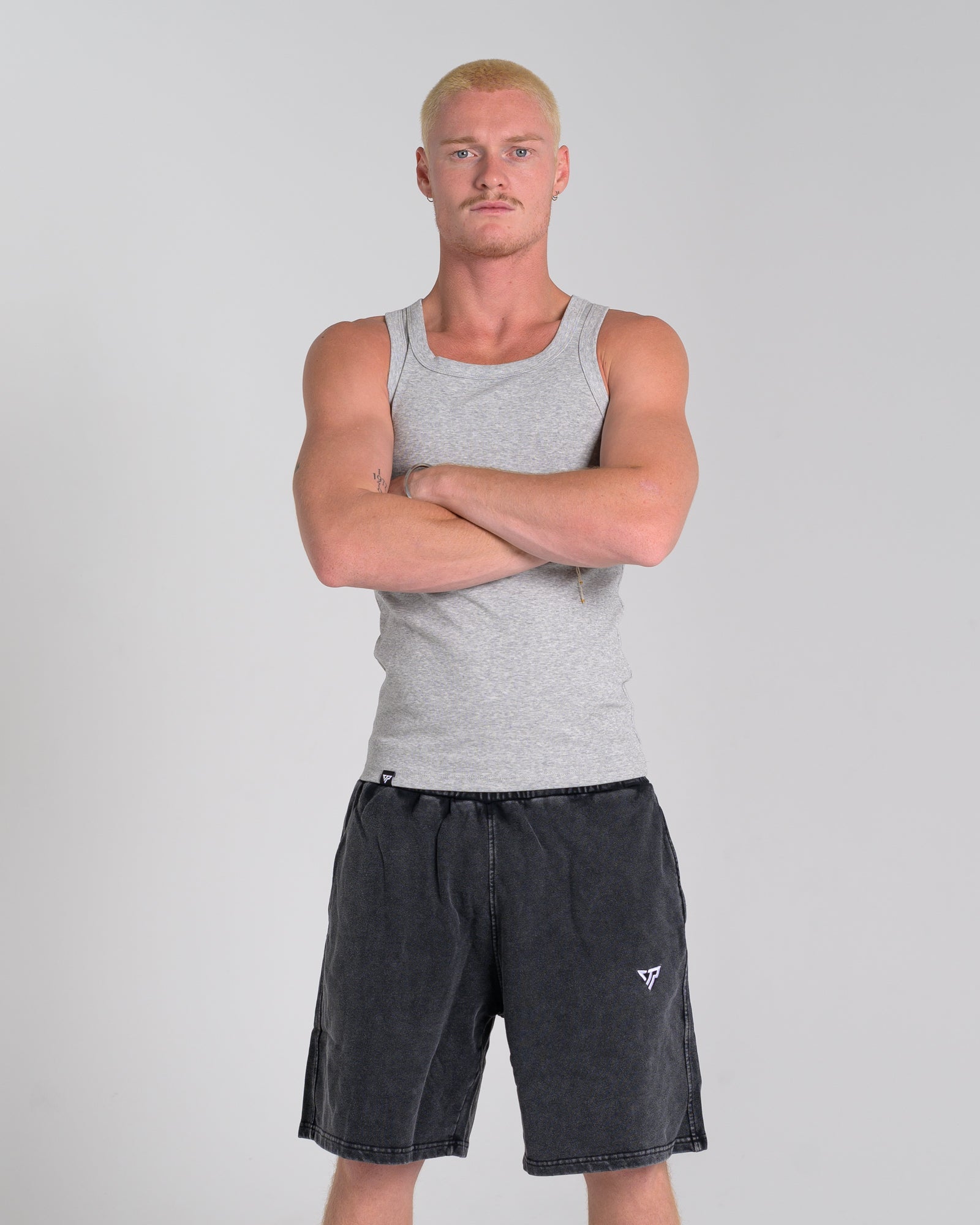 MEN'S KTP SQUARED NECK RIBBED TANK - LIGHT GREY