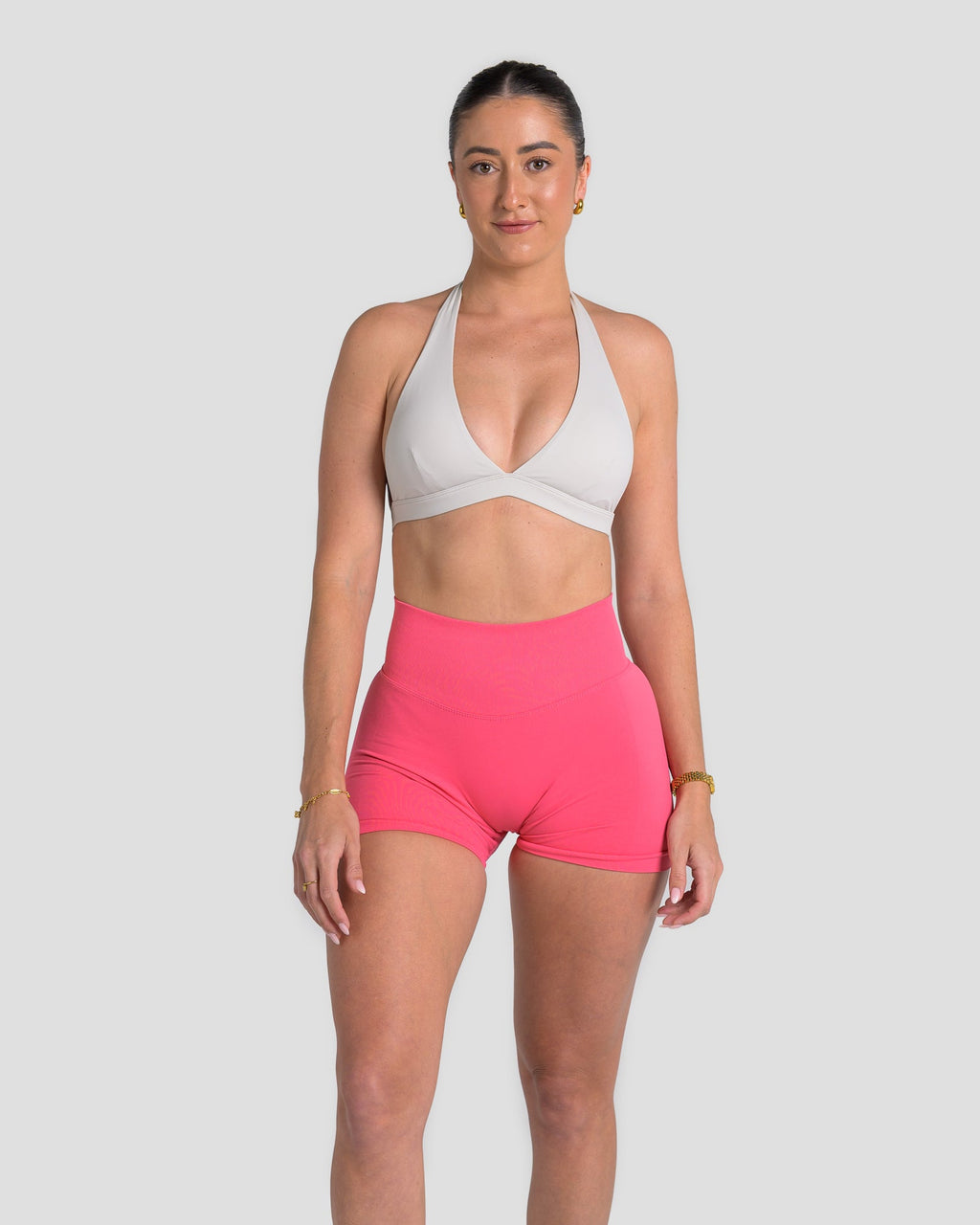 RECOIL HIGH WAIST SCRUNCH SHORTS - DARK CORAL
