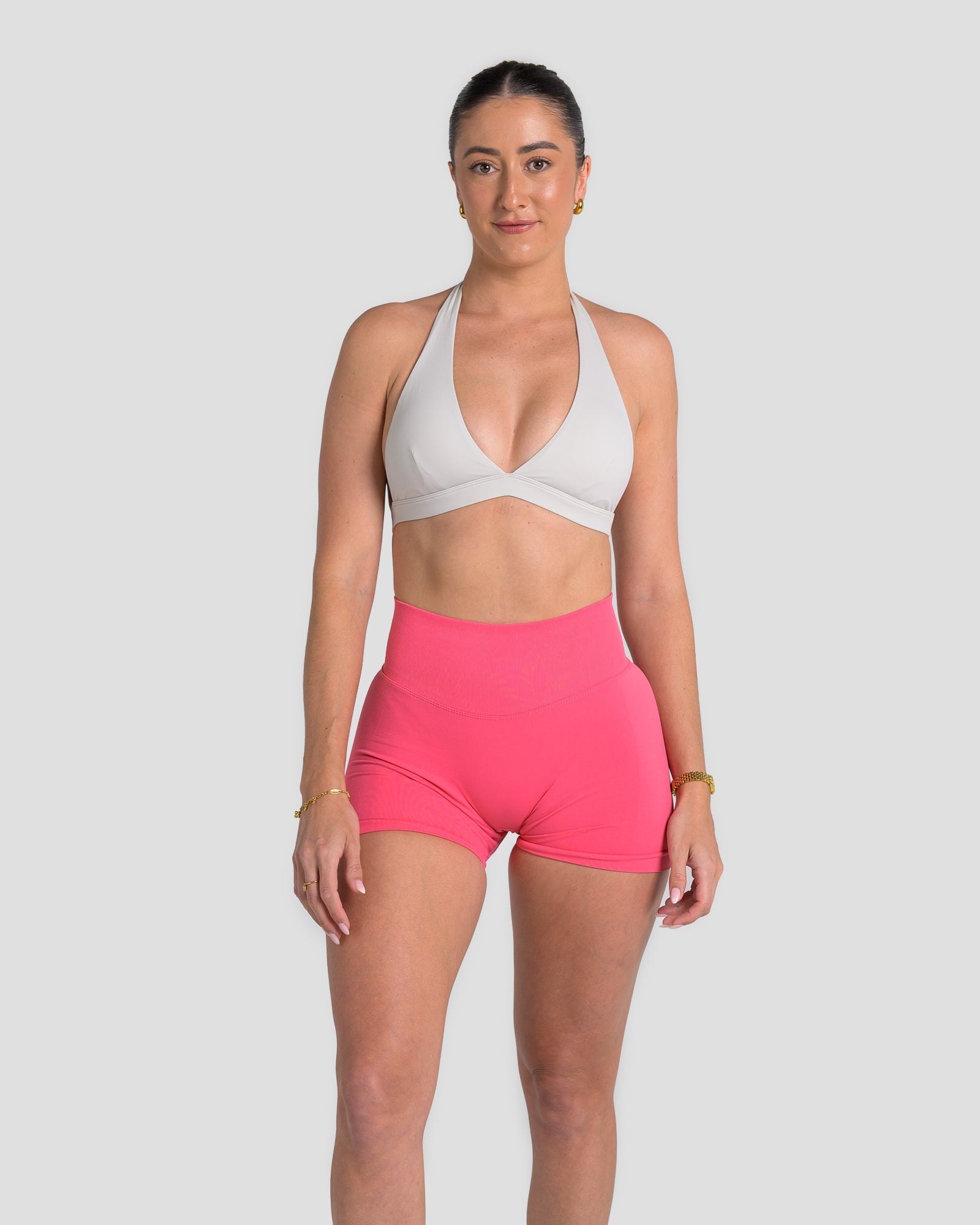 RECOIL HIGH WAIST SCRUNCH SHORTS - DARK CORAL