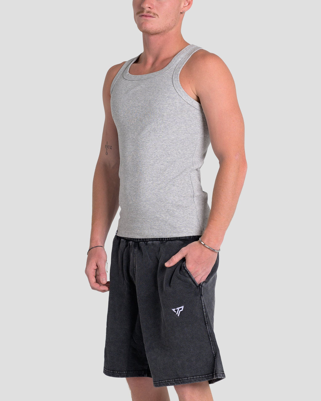 MEN'S KTP SQUARED NECK RIBBED TANK - LIGHT GREY