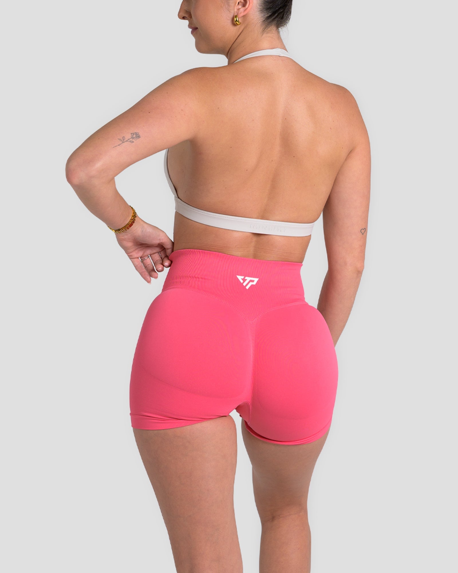 RECOIL HIGH WAIST SCRUNCH SHORTS - DARK CORAL