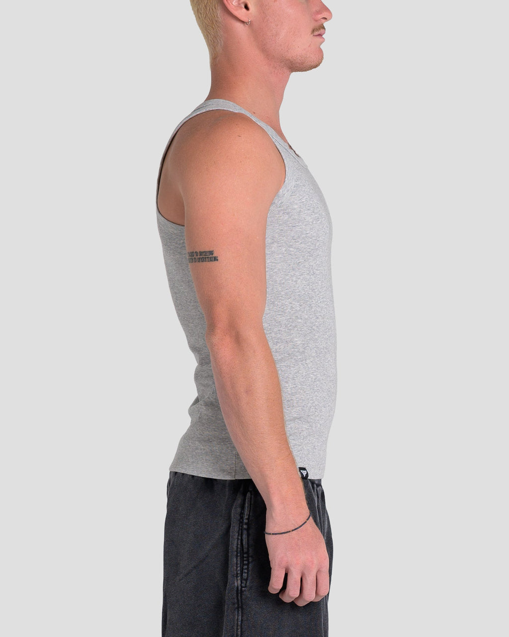 MEN'S KTP SQUARED NECK RIBBED TANK - LIGHT GREY