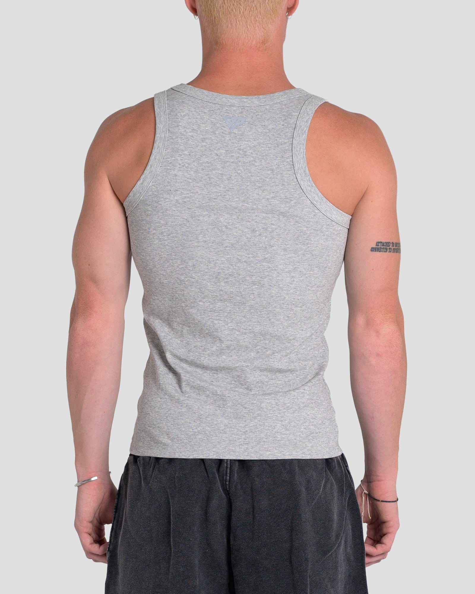 MEN'S KTP SQUARED NECK RIBBED TANK - LIGHT GREY