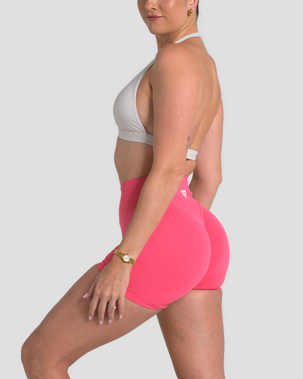 RECOIL HIGH WAIST SCRUNCH SHORTS - DARK CORAL