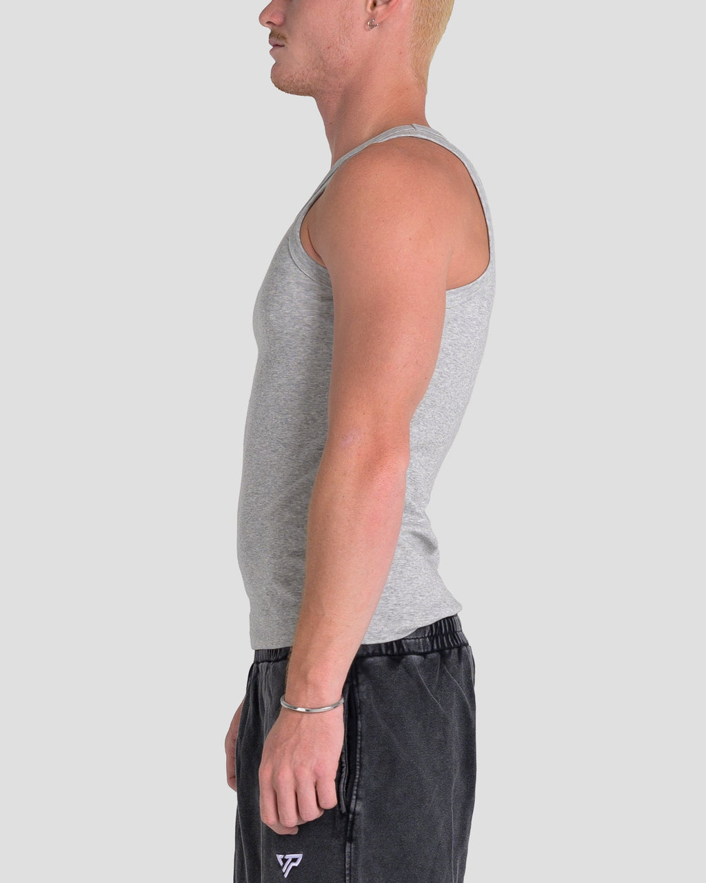 MEN'S KTP SQUARED NECK RIBBED TANK - LIGHT GREY