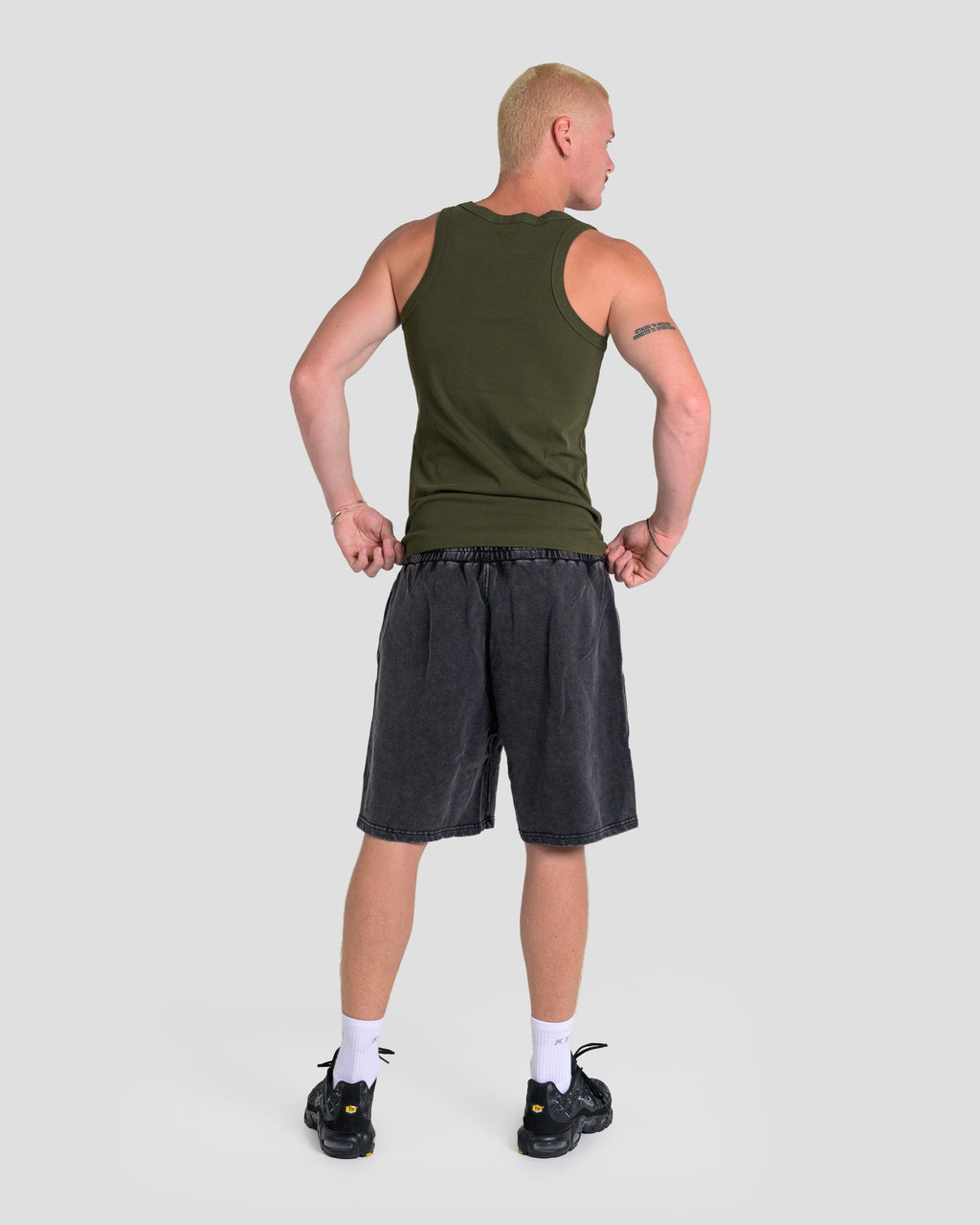 MEN'S KTP SQUARED NECK RIBBED TANK - KHAKI GREEN
