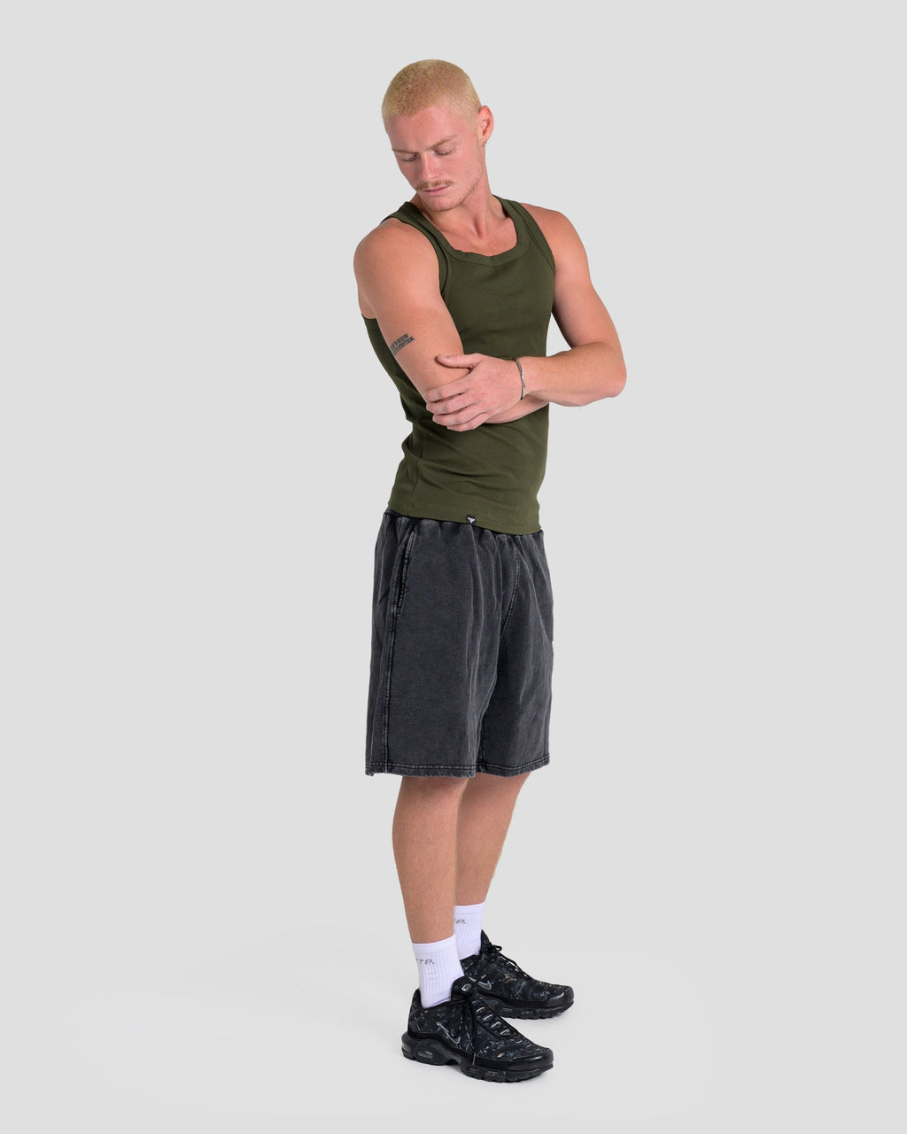 MEN'S KTP SQUARED NECK RIBBED TANK - KHAKI GREEN