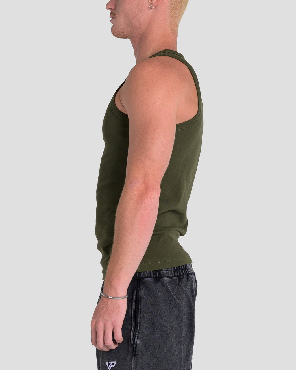 MEN'S KTP SQUARED NECK RIBBED TANK - KHAKI GREEN
