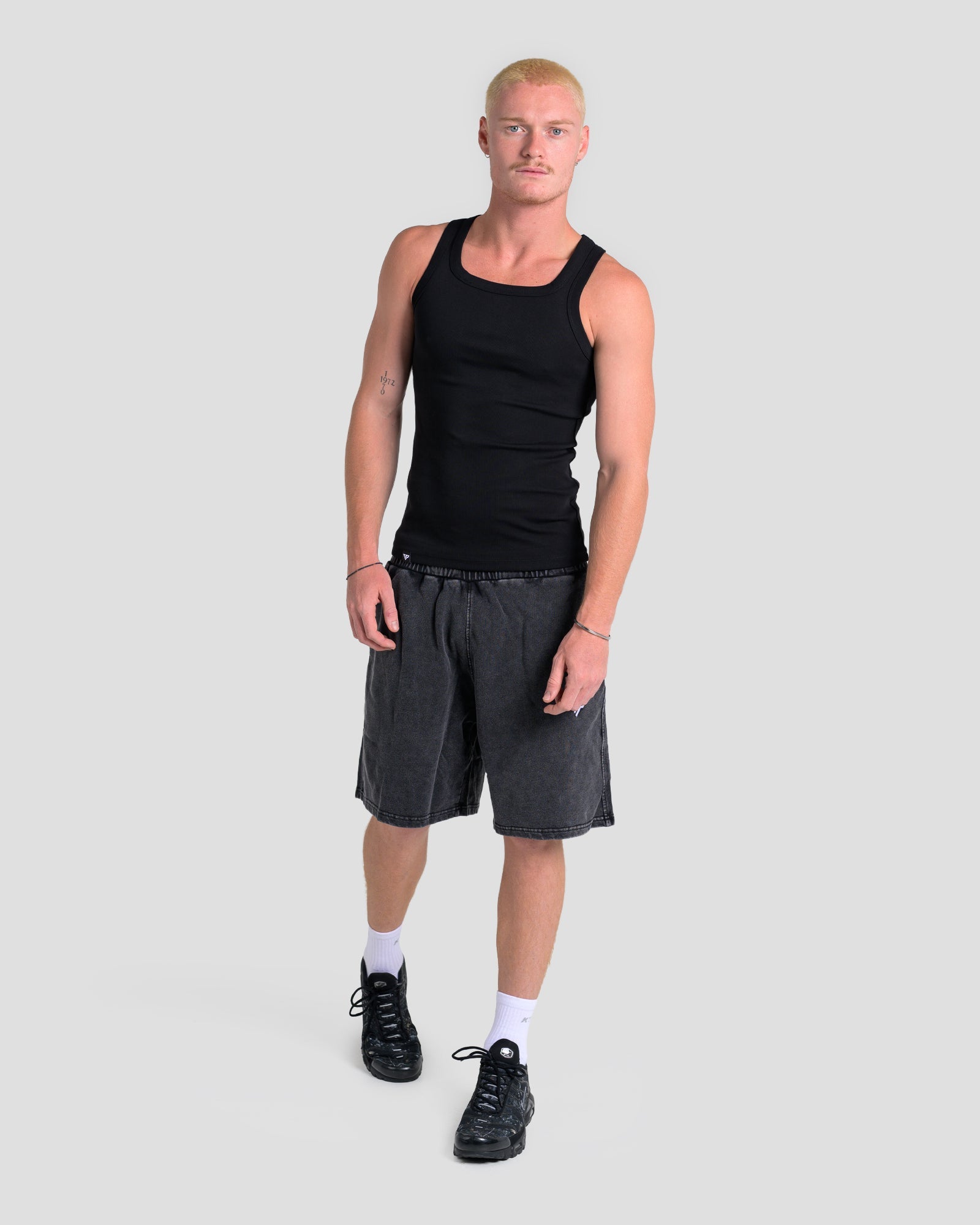 MEN'S KTP SQUARED NECK RIBBED TANK - BLACK