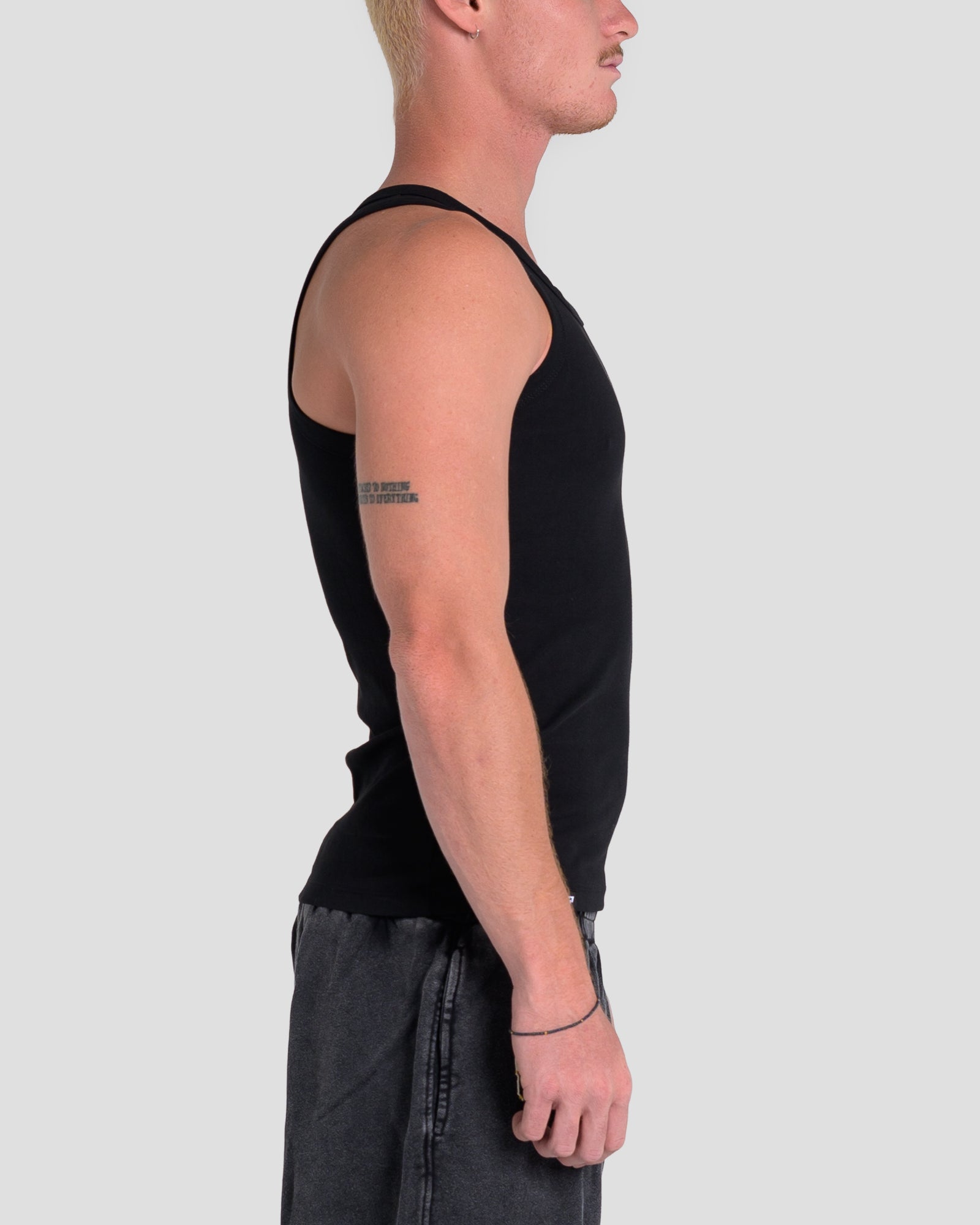 MEN'S KTP SQUARED NECK RIBBED TANK - BLACK