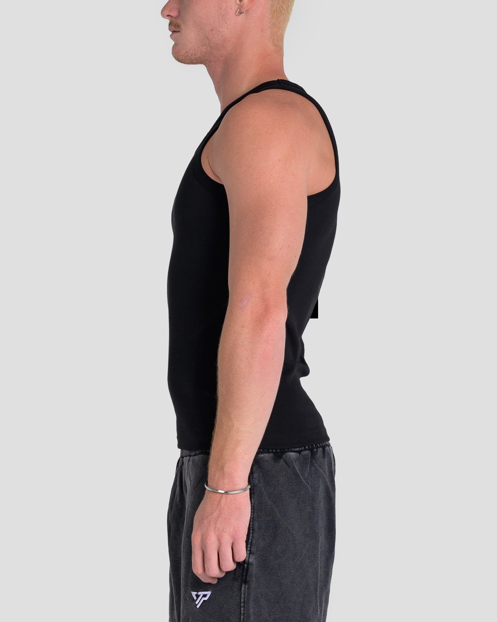 MEN'S KTP SQUARED NECK RIBBED TANK - BLACK