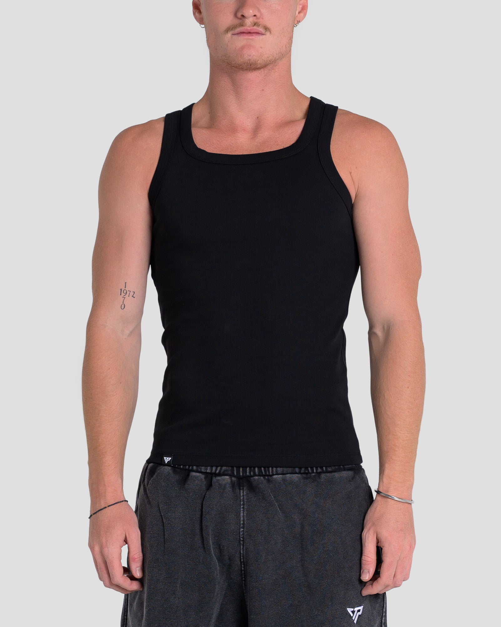 MEN'S KTP SQUARED NECK RIBBED TANK - BLACK