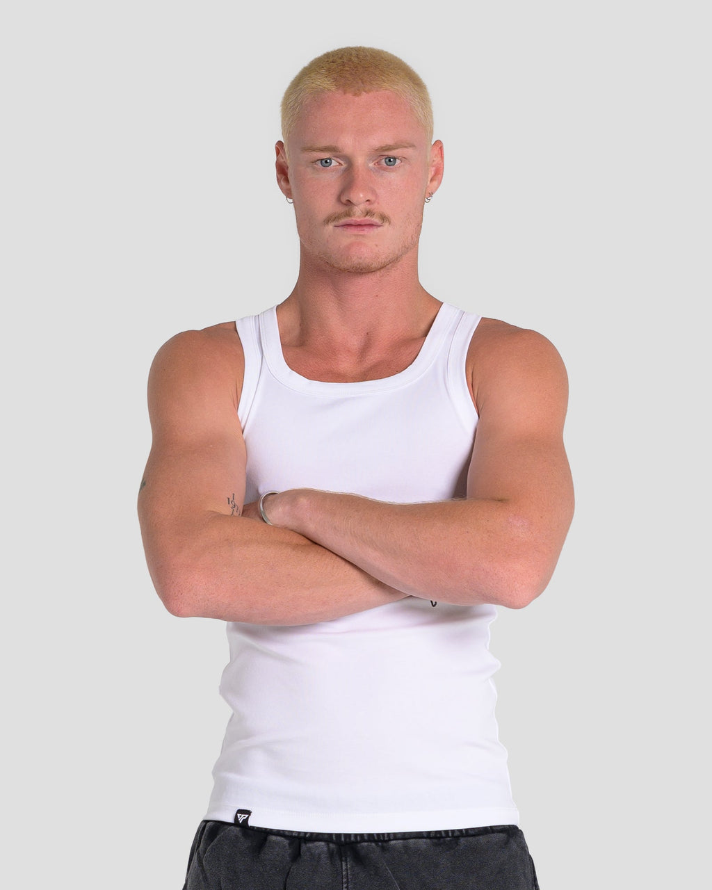 MEN'S KTP SQUARED NECK RIBBED TANK - WHITE