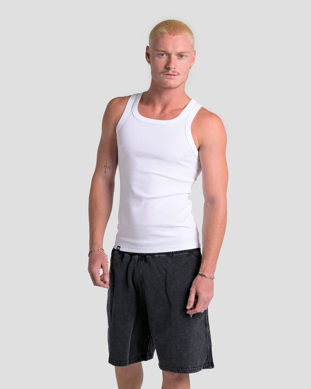 MEN'S KTP SQUARED NECK RIBBED TANK - WHITE