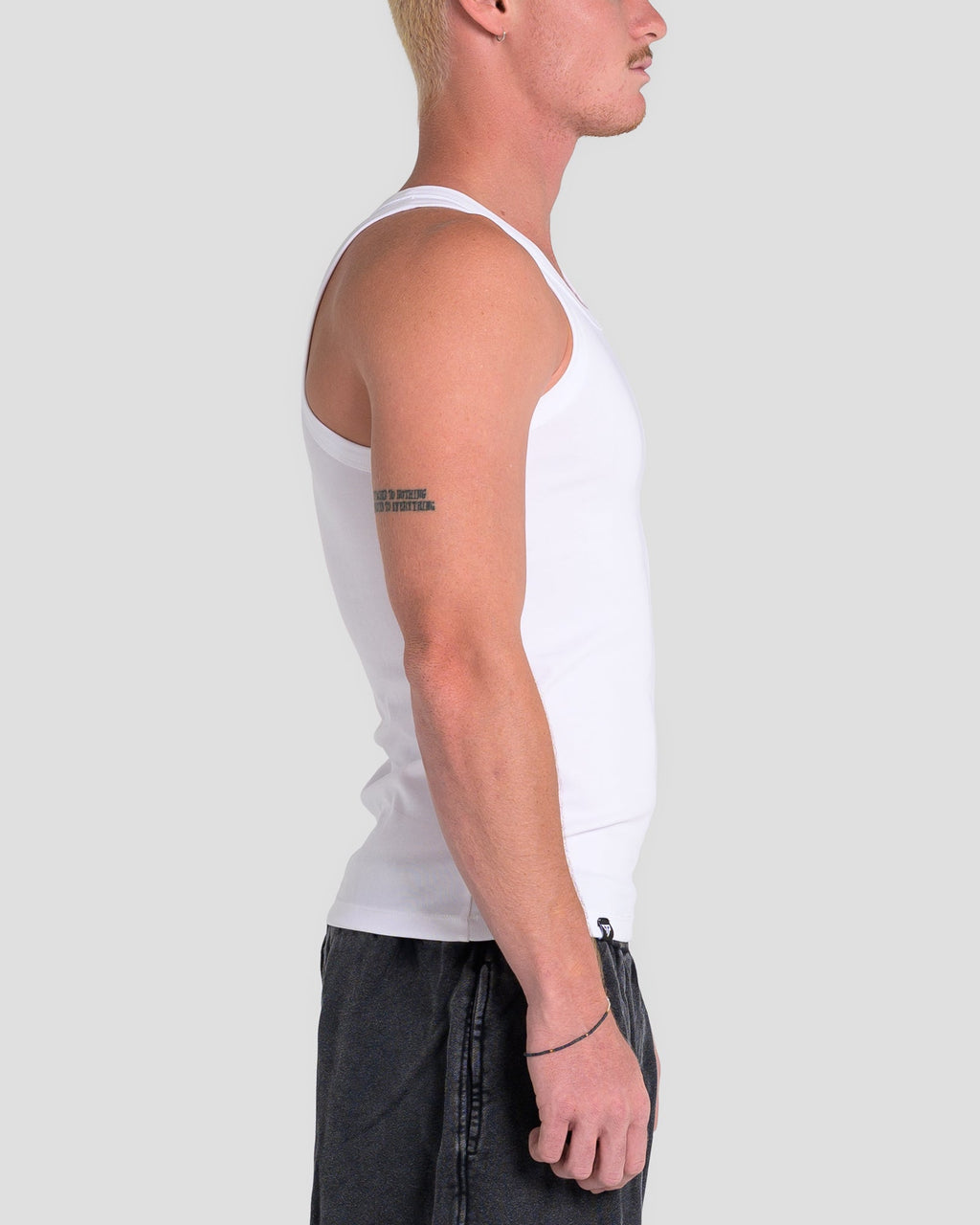 MEN'S KTP SQUARED NECK RIBBED TANK - WHITE