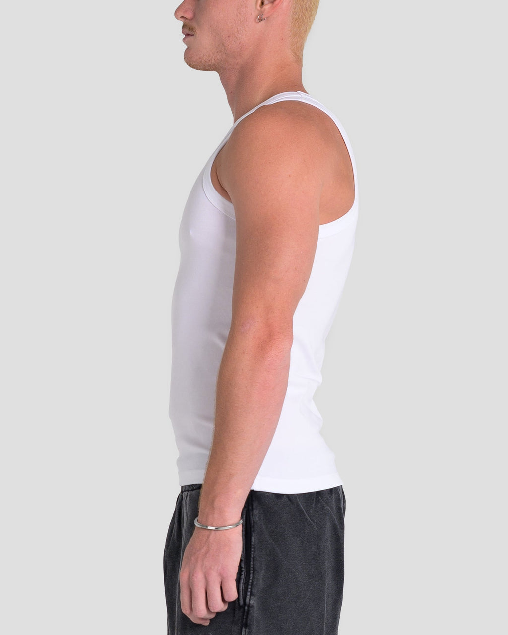 MEN'S KTP SQUARED NECK RIBBED TANK - WHITE