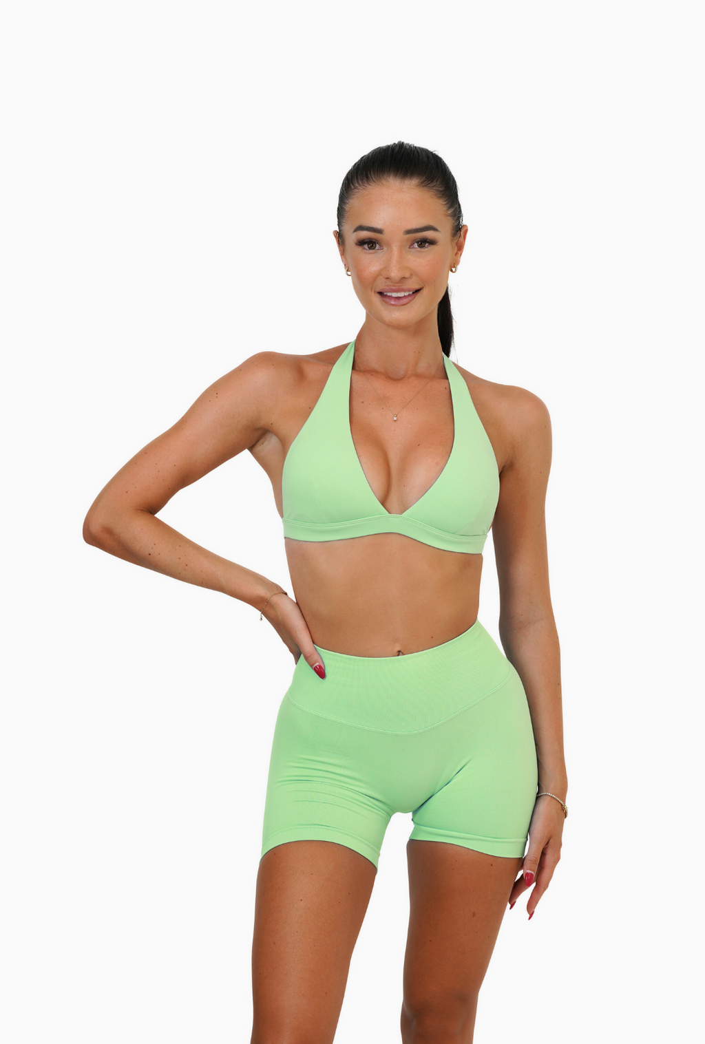 RECOIL HIGH WAIST SCRUNCH SHORTS - LIME GREEN