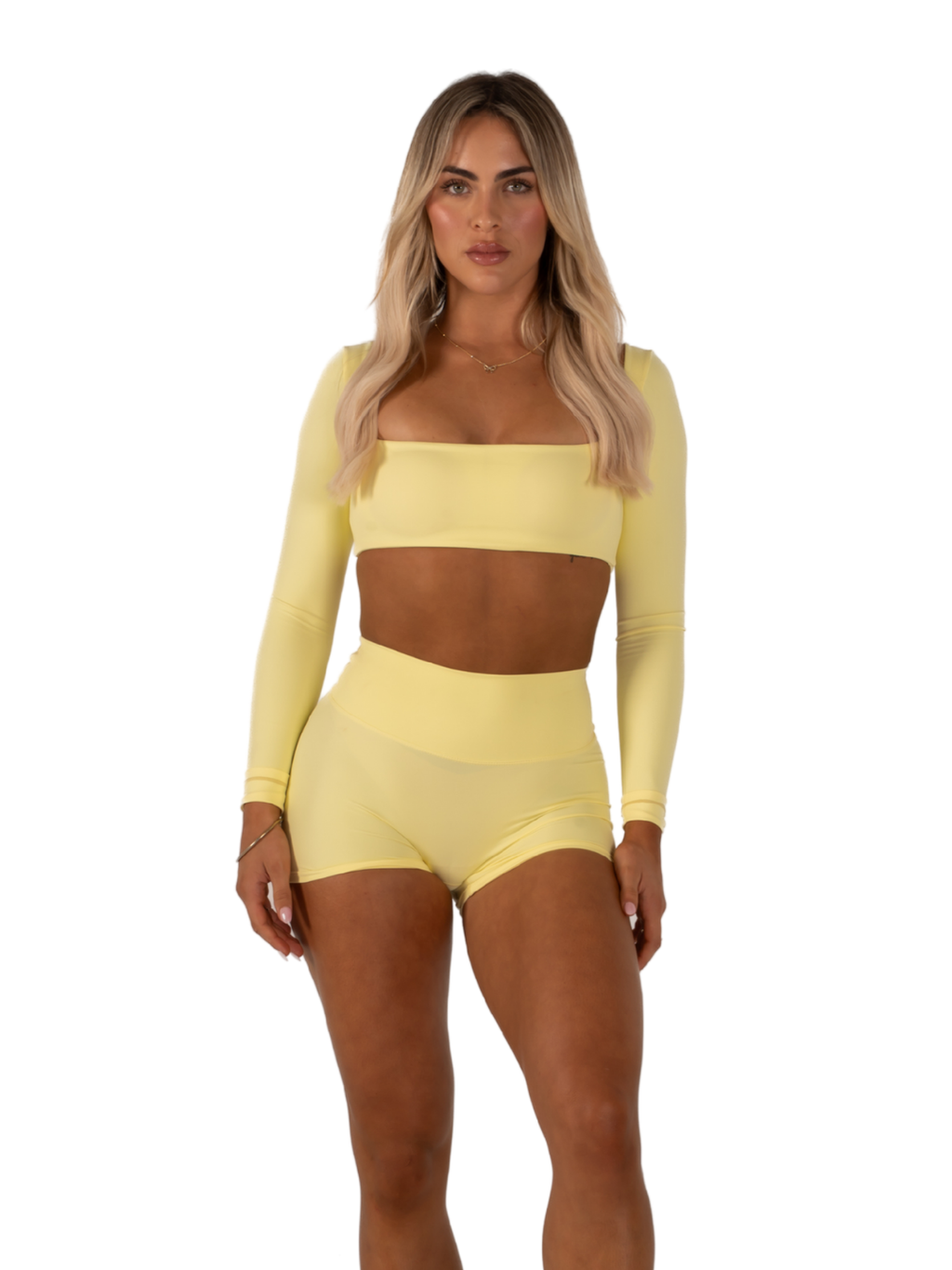 SLEEK SCRUNCH SHORTS - LEMON
