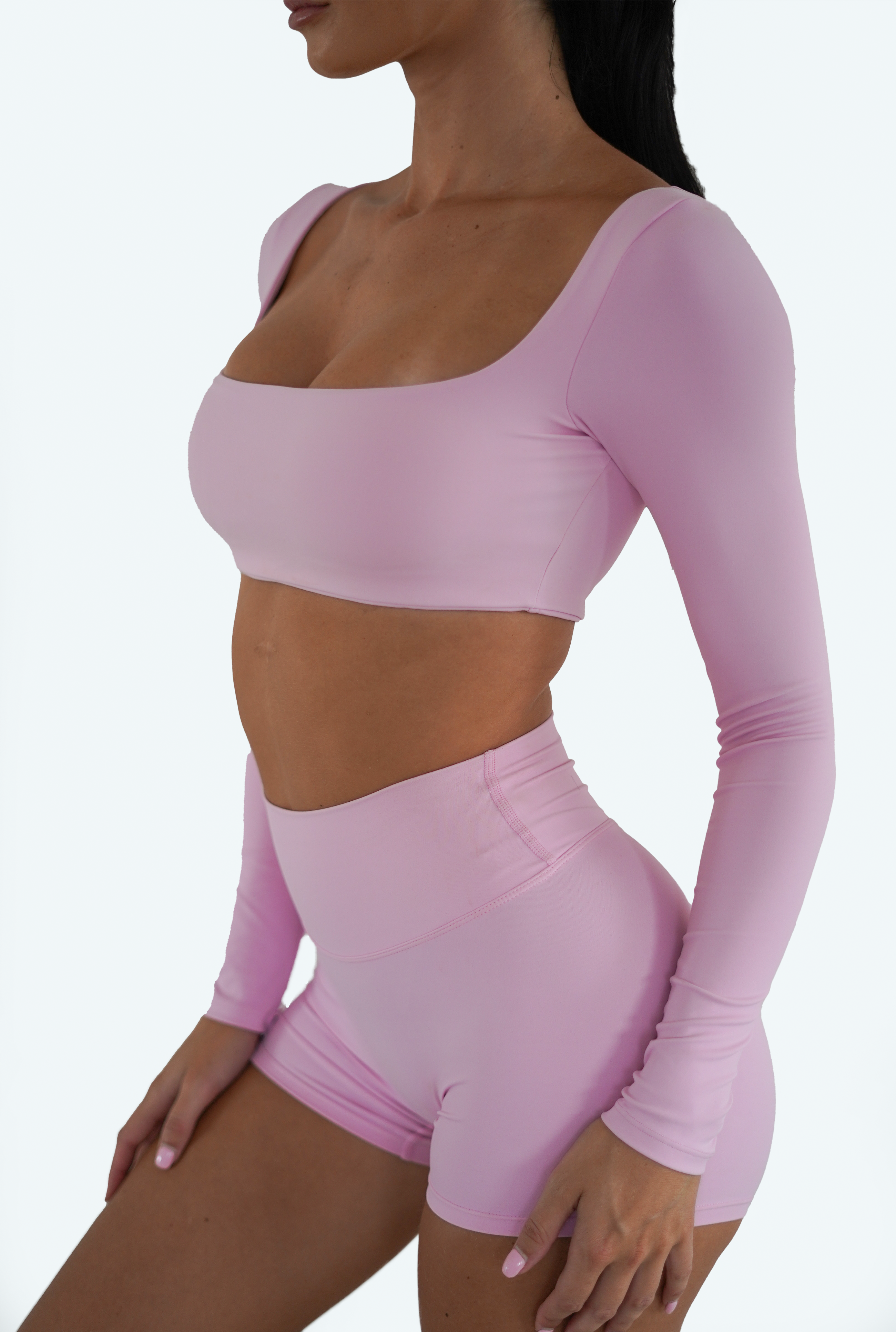 SLEEK LONG SLEEVE TOP - BABY PINK