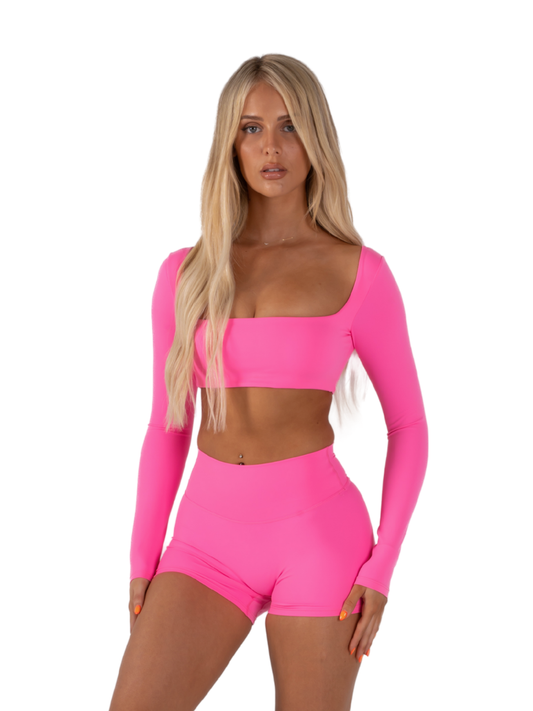 SLEEK TOP LONG SLEEVE - NEON PINK