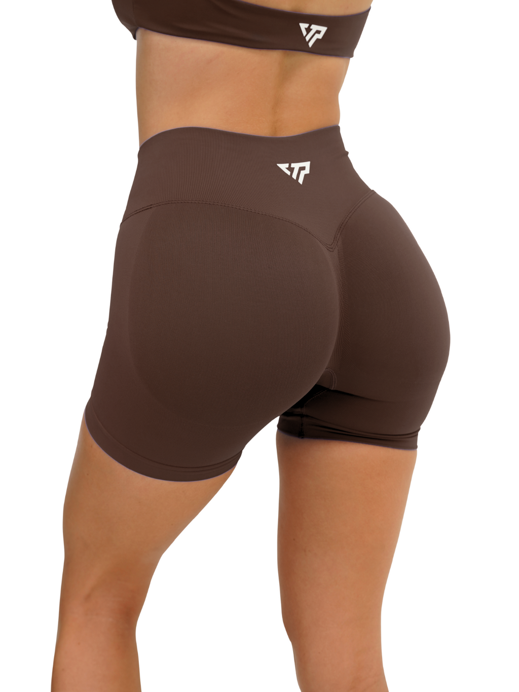 RECOIL HIGH WAIST SCRUNCH SHORTS - ESPRESSO