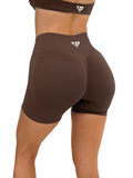 RECOIL HIGH WAIST SCRUNCH SHORTS - ESPRESSO