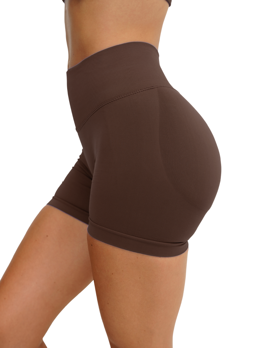 RECOIL HIGH WAIST SCRUNCH SHORTS - ESPRESSO