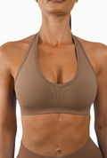 RECOIL HALTER CROP - COFFEE