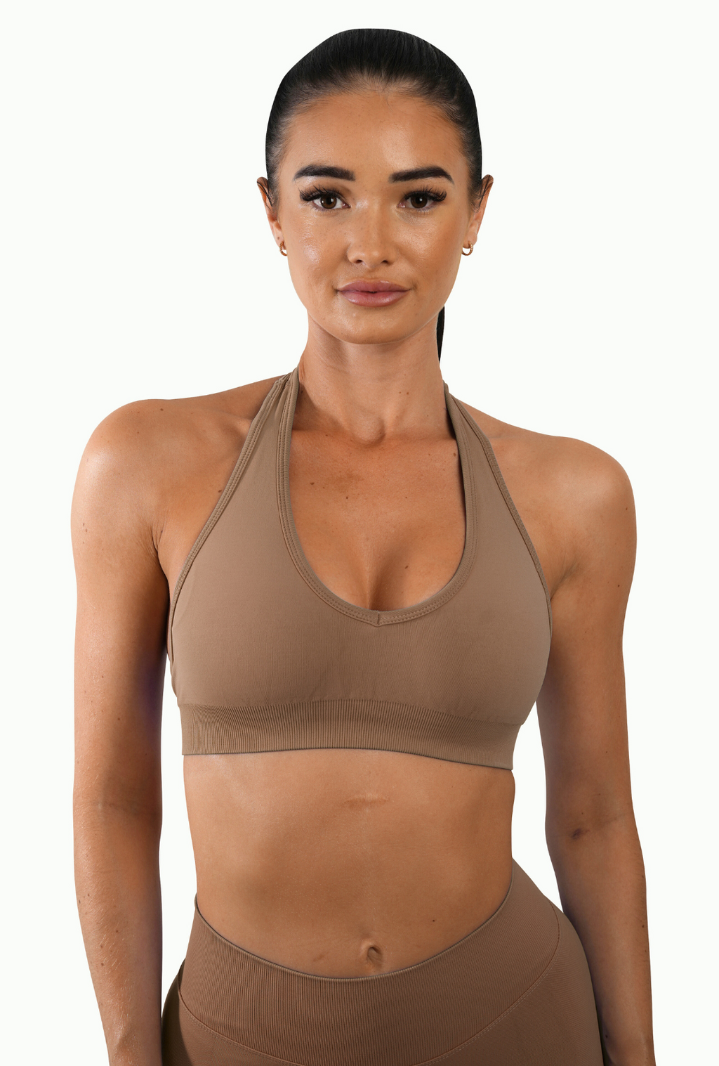 RECOIL HALTER CROP - COFFEE
