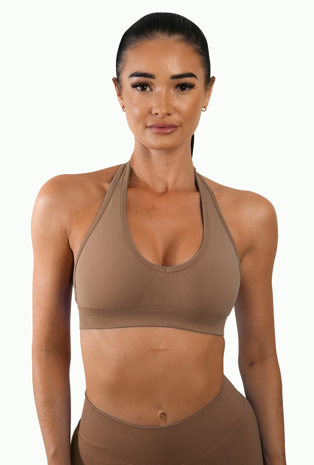RECOIL HALTER CROP - COFFEE