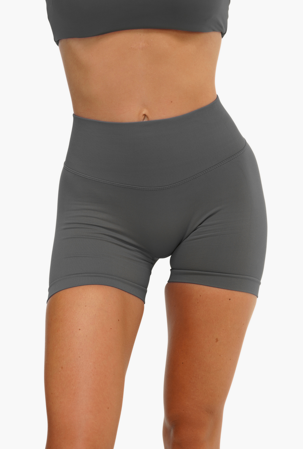 RECOIL HIGH WAIST SCRUNCH SHORTS - STORM