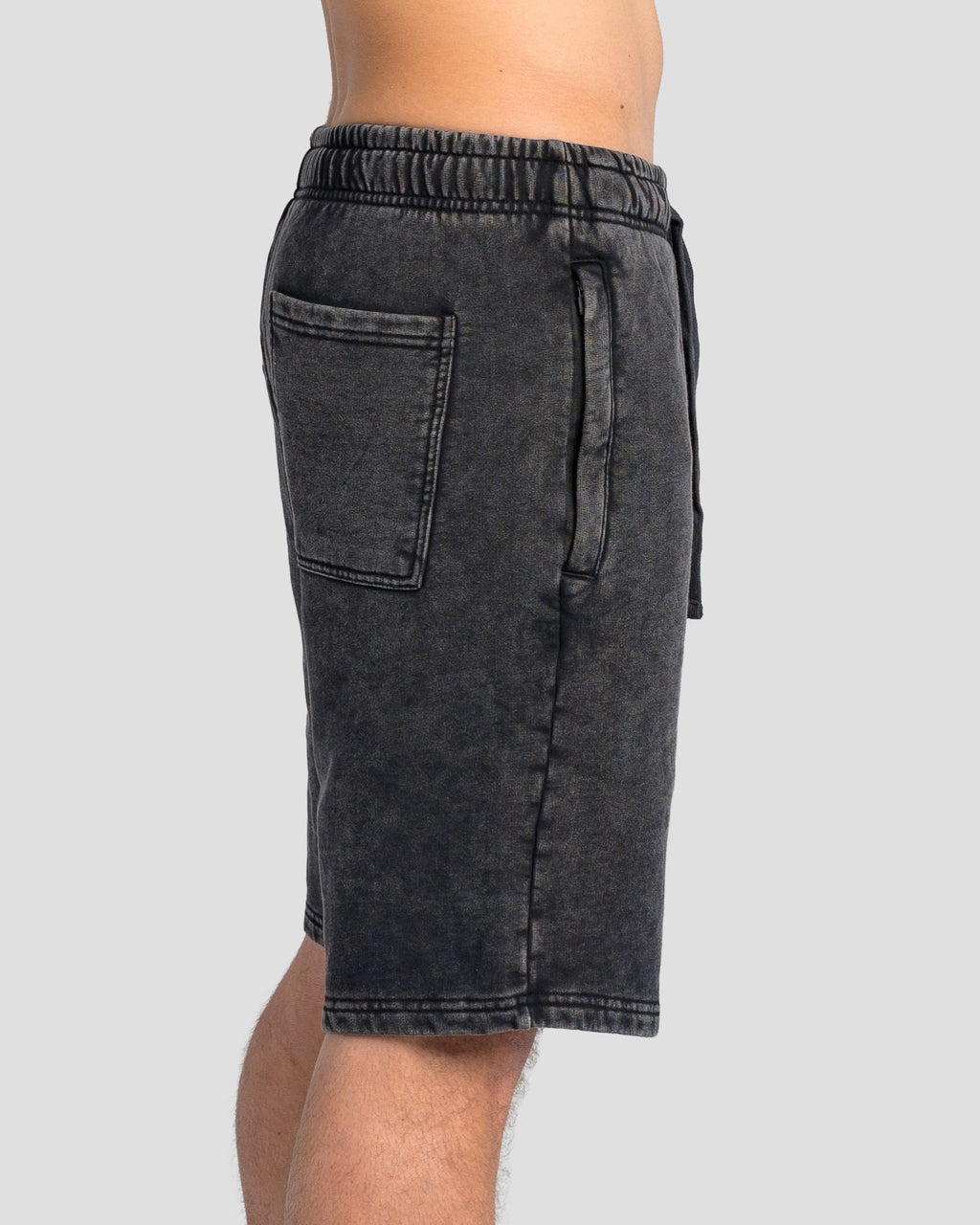 KTP ACID WASH VINTAGE SHORTS - BLACK