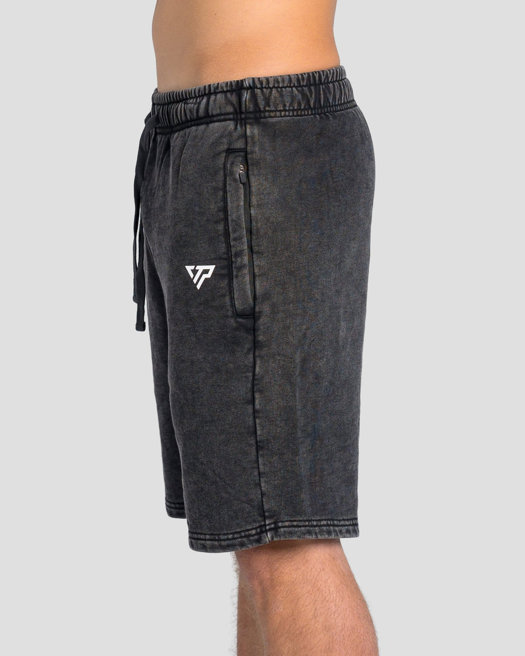 KTP ACID WASH VINTAGE SHORTS - BLACK