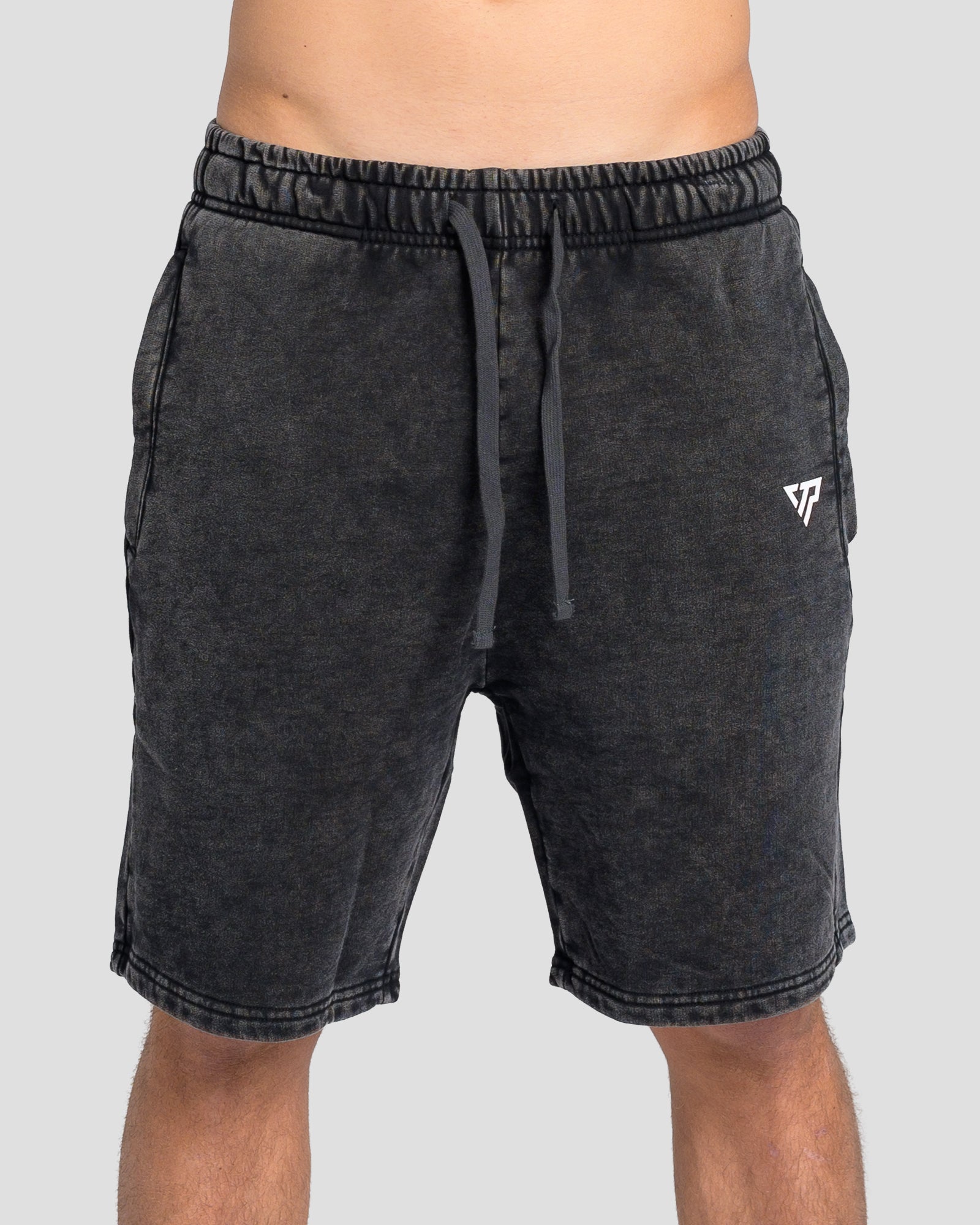 KTP ACID WASH VINTAGE SHORTS - BLACK