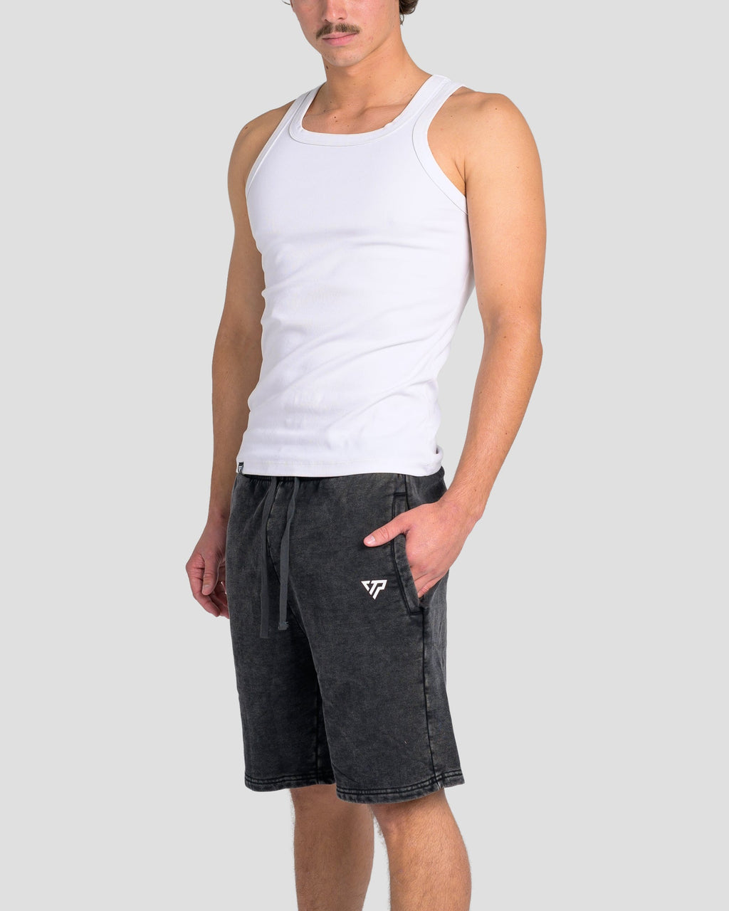KTP ACID WASH VINTAGE SHORTS - BLACK
