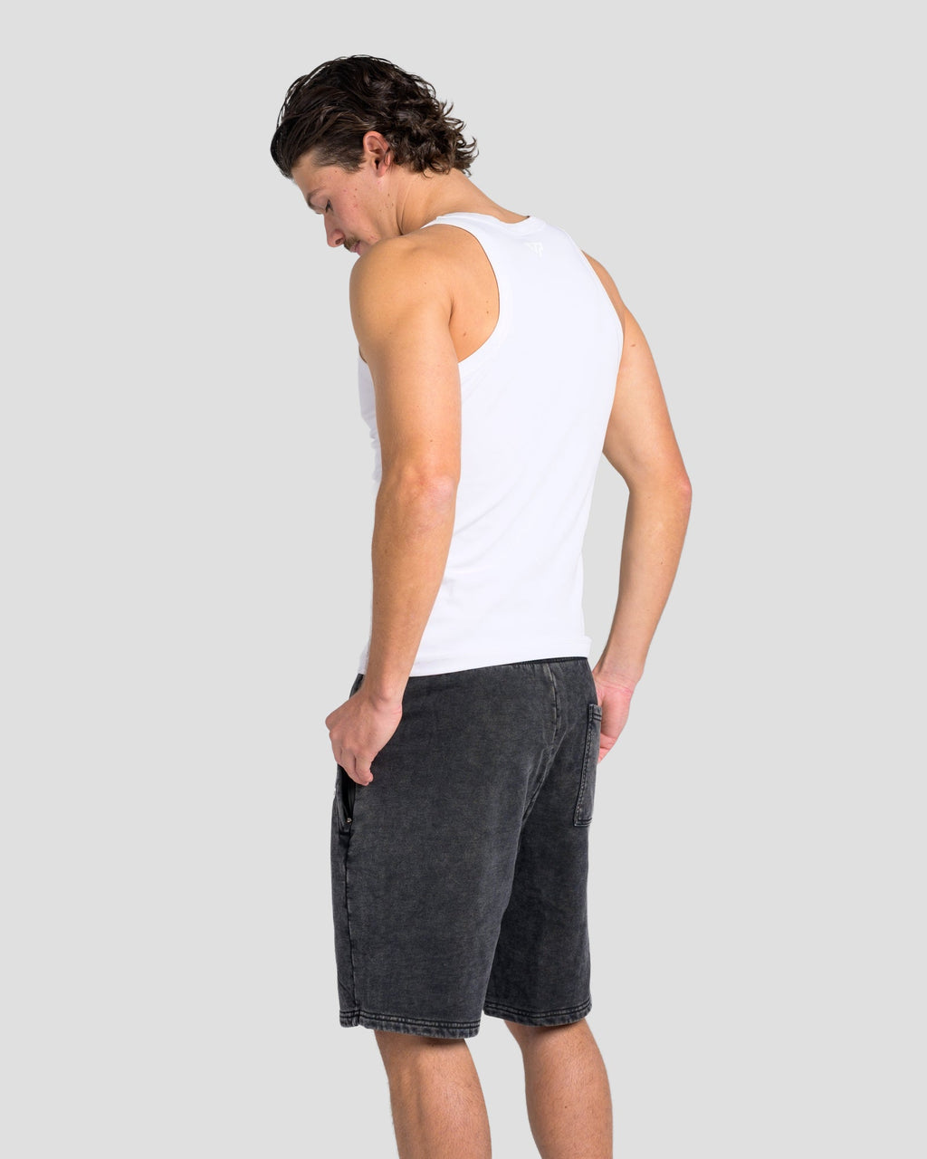 KTP ACID WASH VINTAGE SHORTS - BLACK